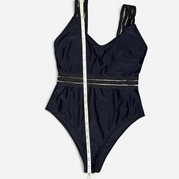 Black Elastic Band One-Piece Swimsuit (WOMENS SMALL) - Picture 4 of 7
